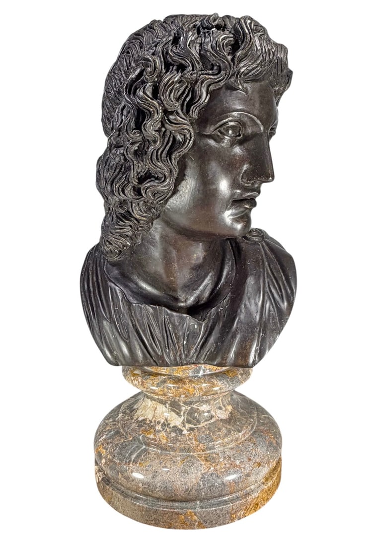 Bronze Apollo Bust on Marble Pedestal Base 23.5" (1 of 6)
