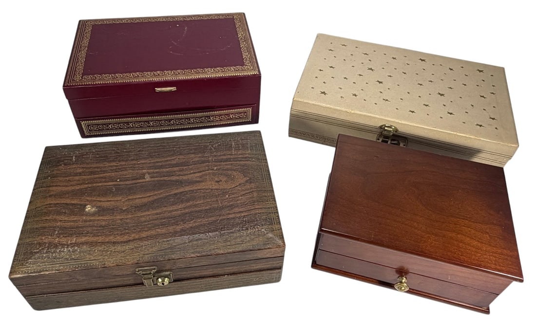 Jewelry & Trinket Boxes w/ Compartments 4pc LOT (1 of 9)