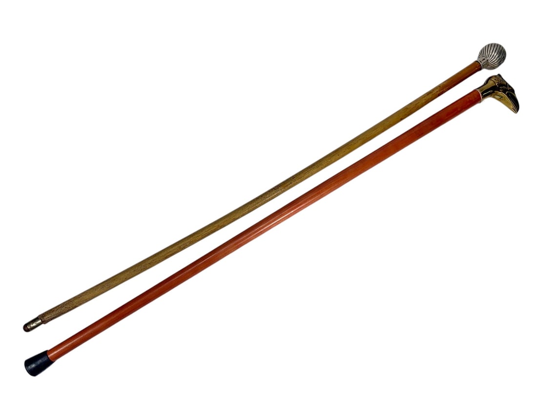 Walking Canes w/ Silver & Bronze Handles 2pc LOT (1 of 4)