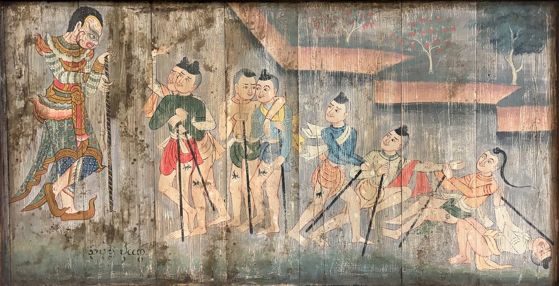 Southeast Asian Figural Scene Oil on Board Panel (1 of 5)