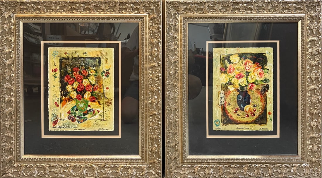Sergey Kovrigo Framed Floral Serigraphs 2pc LOT (1 of 7)