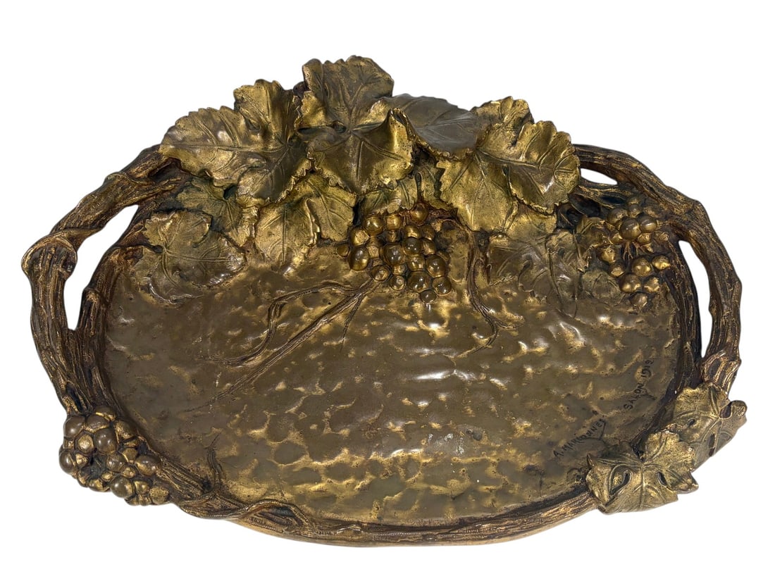 Art Nouveau Style Bronze Gilt Figural Tray (1 of 6)