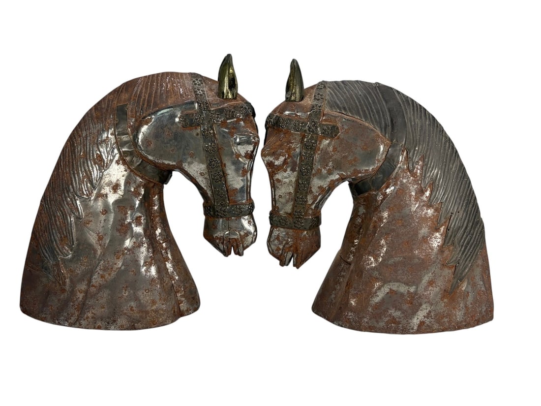 Pair of Medieval Style Horse Head Sculptures (1 of 5)