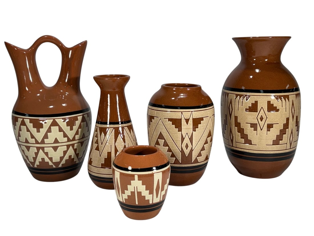 Native American Sioux Terracota Pottery 5pc LOT (1 of 8)