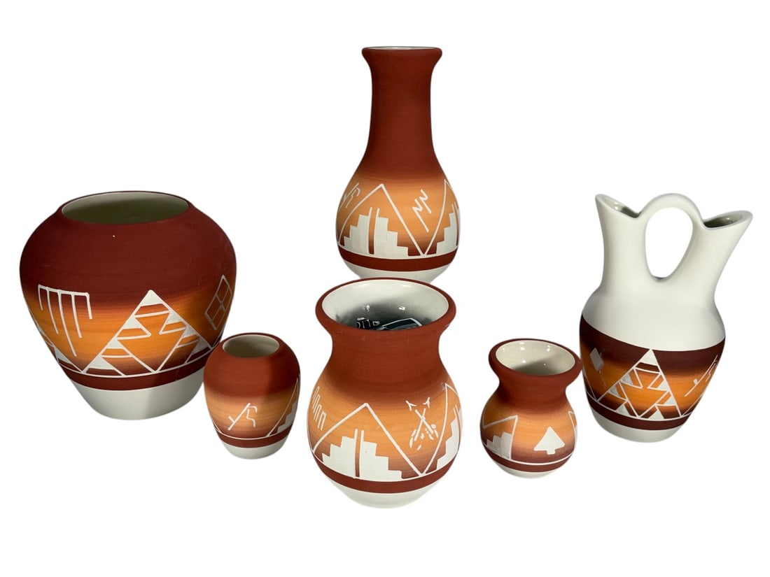Native American Sioux Terracota Pottery 6pc LOT (1 of 8)