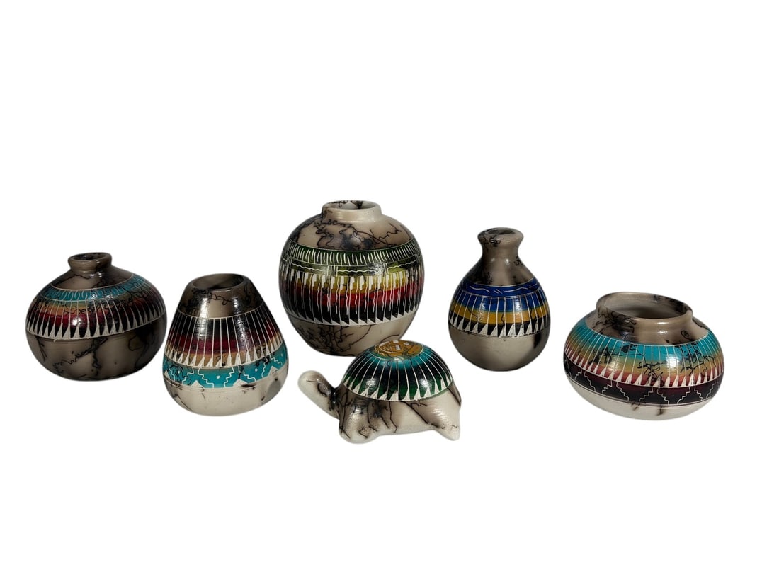 Native American Navajo Horsehair Pottery 6pc LOT (1 of 9)