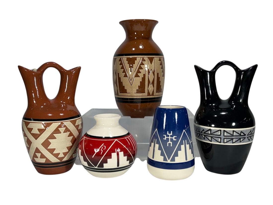 Assorted Native American Sioux Pottery Glaze 5pcs (1 of 10)