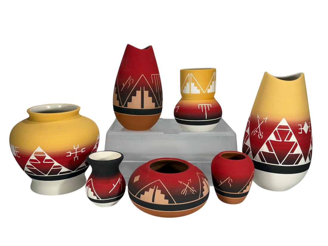 Assorted Native American Sioux Pottery Glaze 7pcs (1 of 10)