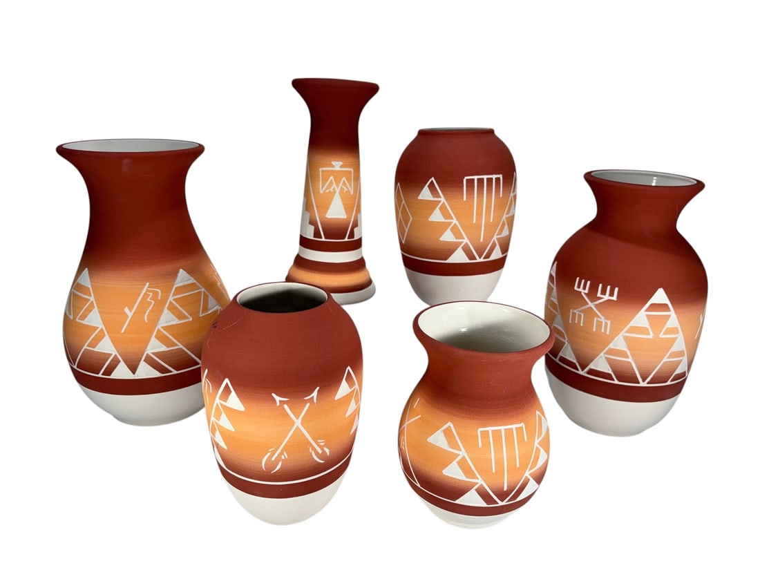 Assorted Native American Sioux Pottery 6pc LOT (1 of 8)