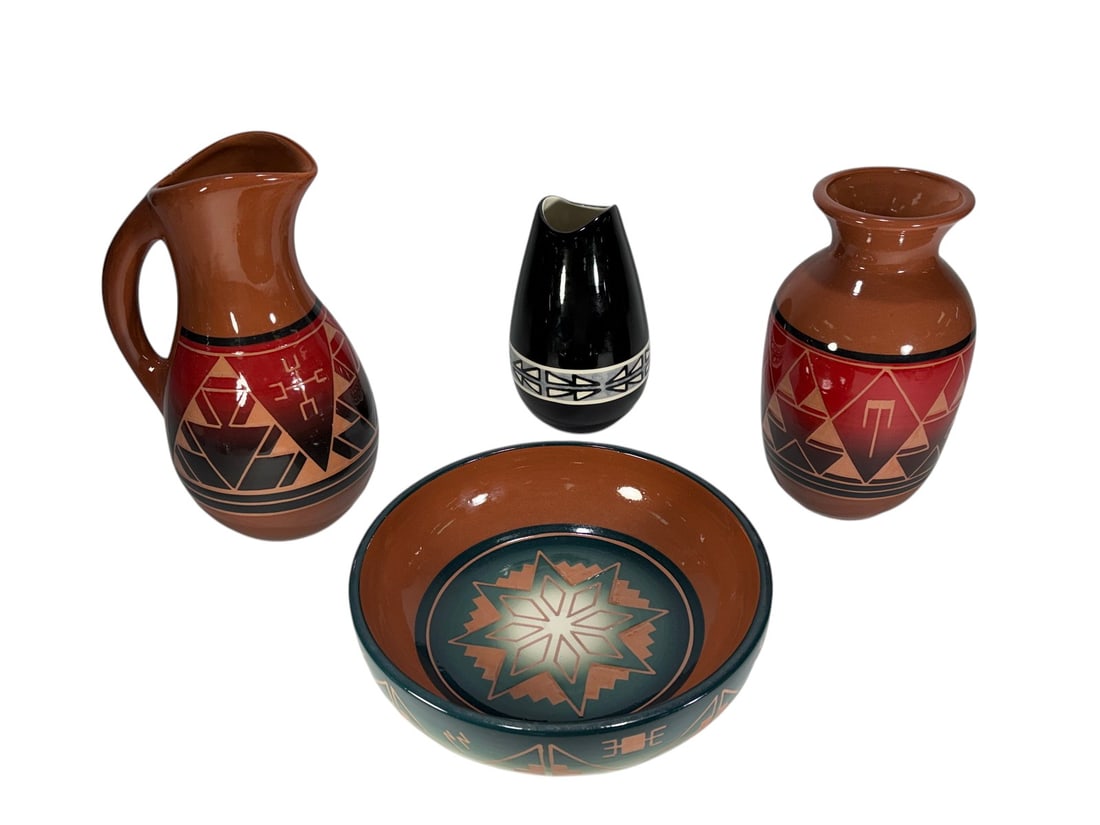 Assorted Native American Sioux Pottery Glaze 4pcs (1 of 7)