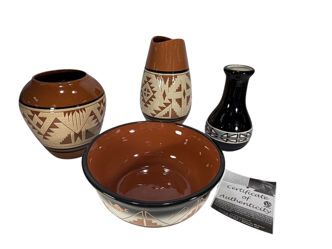 Assorted Native American Sioux Pottery Glaze 4pcs (1 of 9)