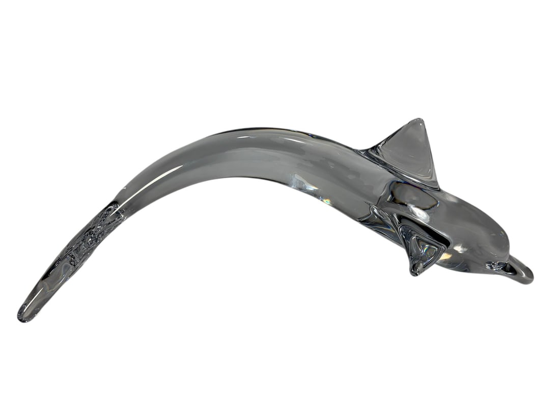 Daum France Crystal Dolphin Sculpture Signed Art (1 of 5)