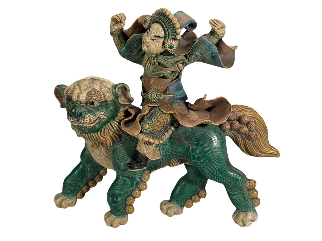 Japanese Meiji Enameled Earthenware Rider Figure (1 of 5)