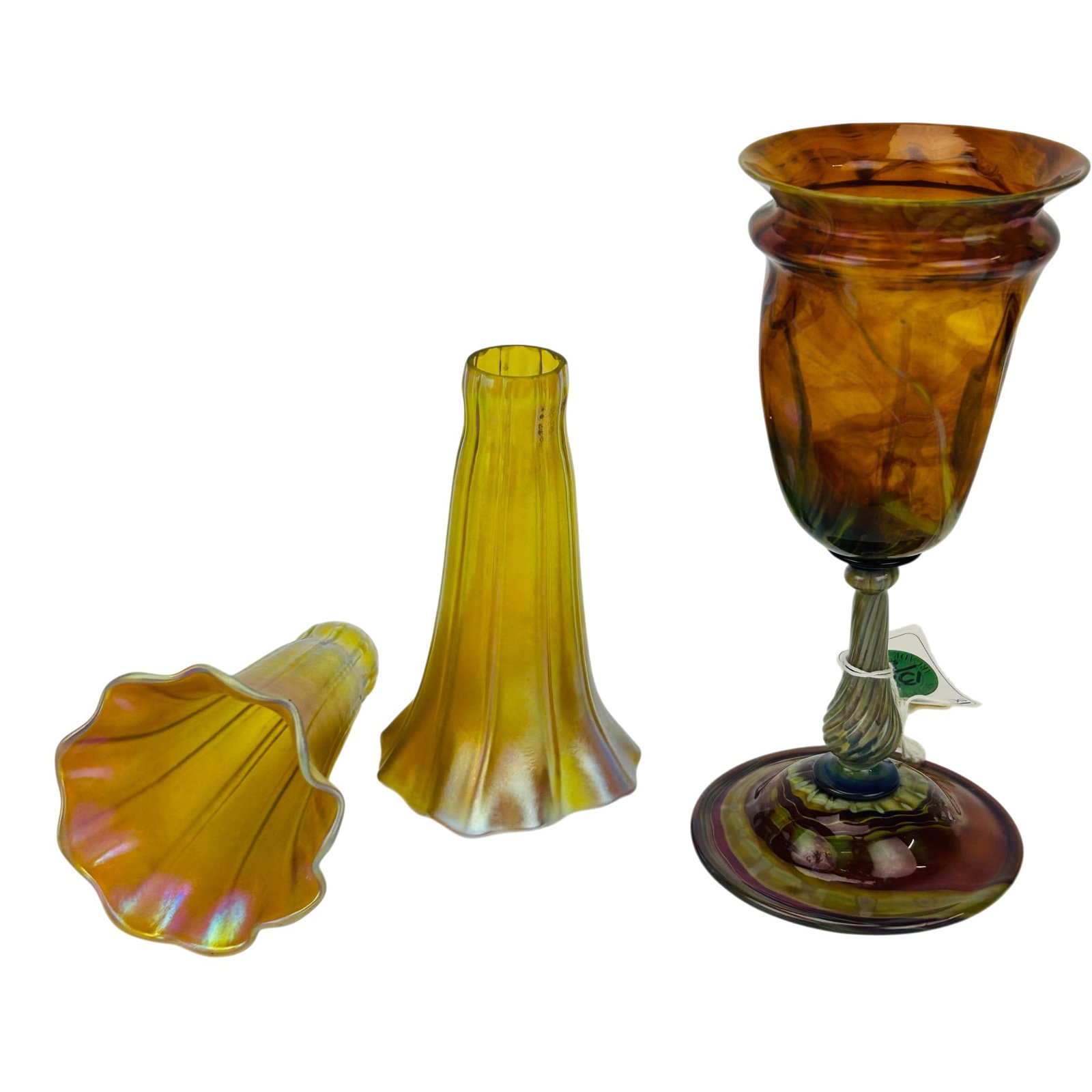 Iridescent Pr Art Nouveau Lily Shades & Goblet 3pc (1 of 4)