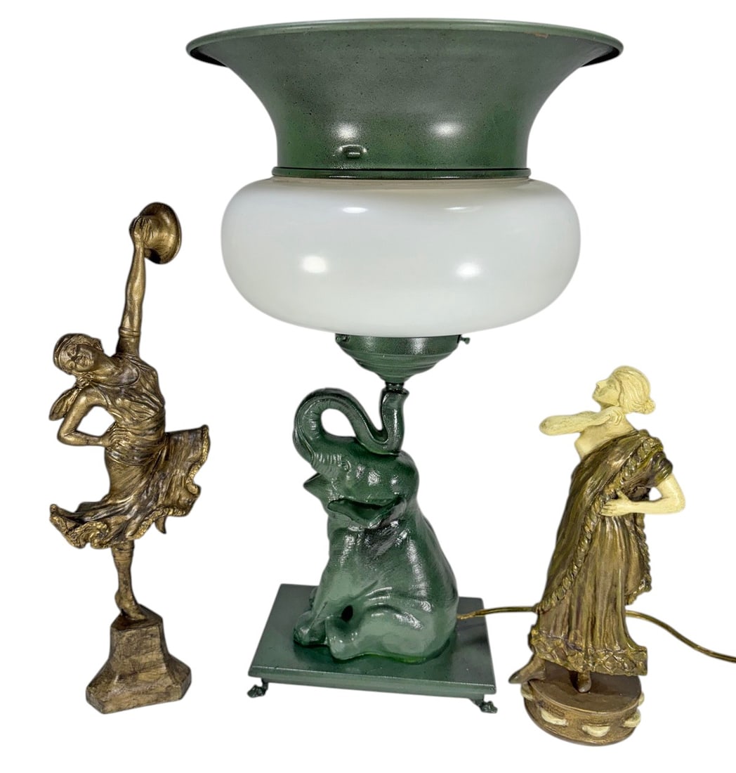 Art Deco Style Elephant Lamp & Figures 3pc LOT (1 of 7)