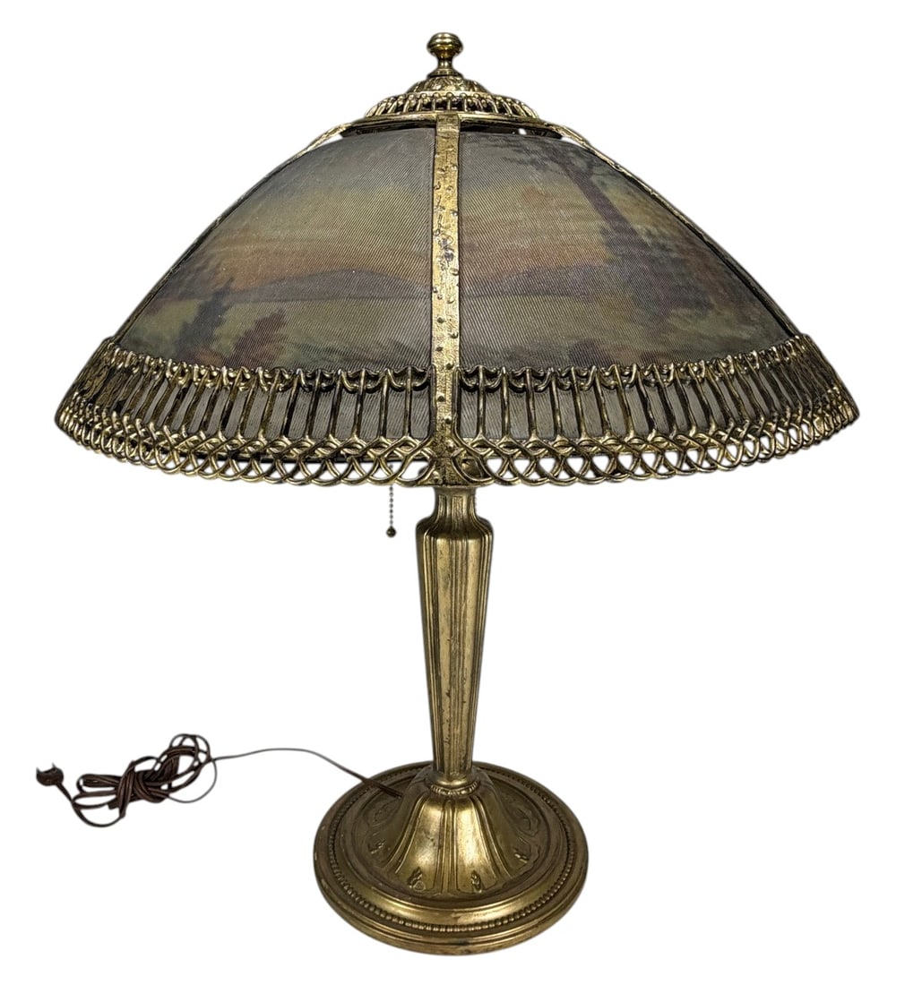 Bradley & Hubbard Reverse Painted Table Lamp 22" (1 of 8)