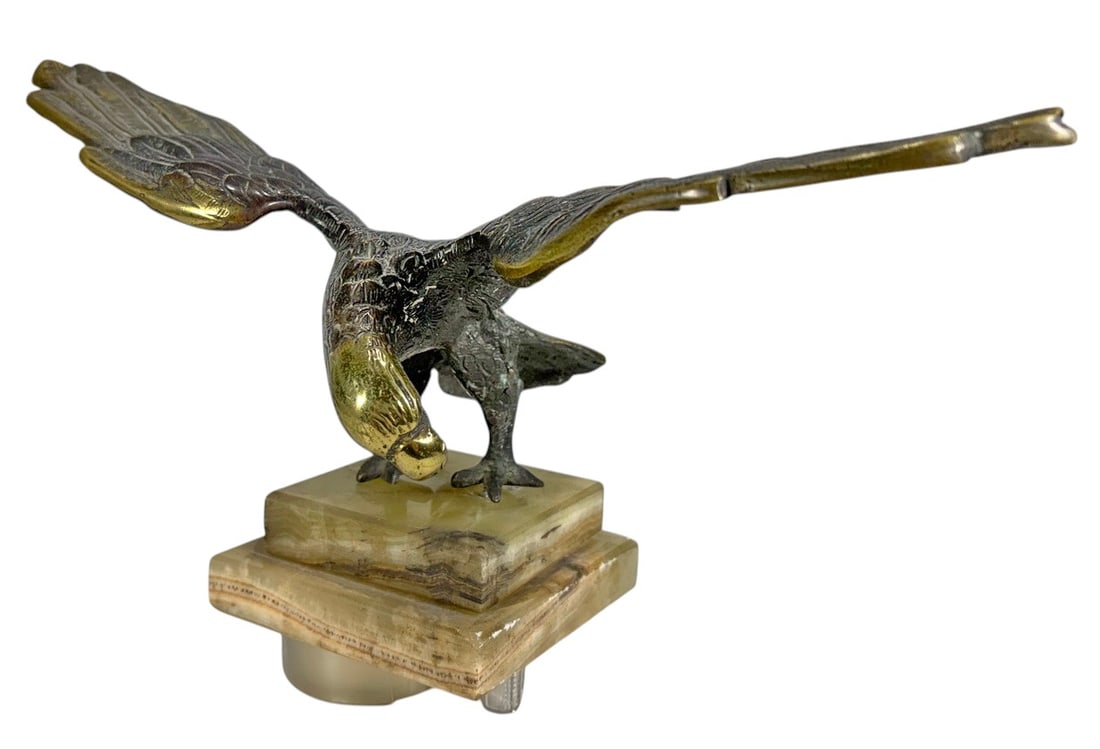 Bronze Eagle on Onyx Stone Base Gilt Sculpture (1 of 3)