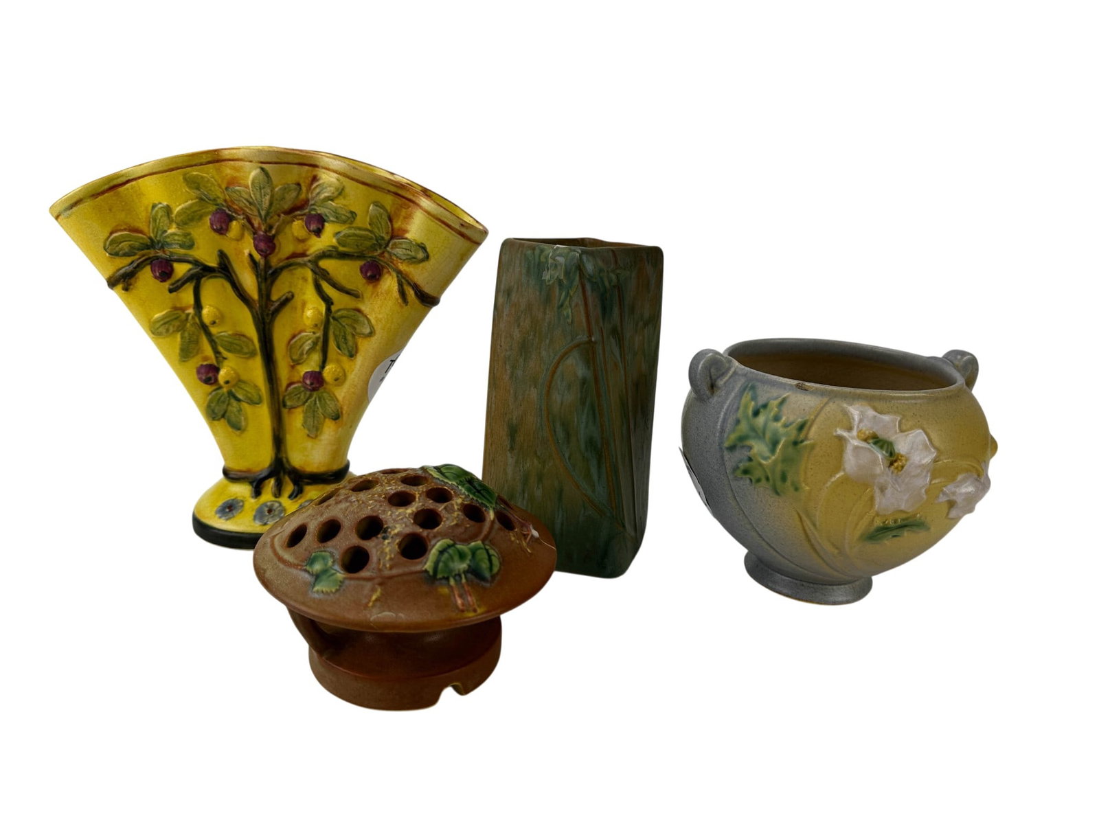 Roseville & Weller Art Pottery Flower Frog Vase 4p (1 of 9)