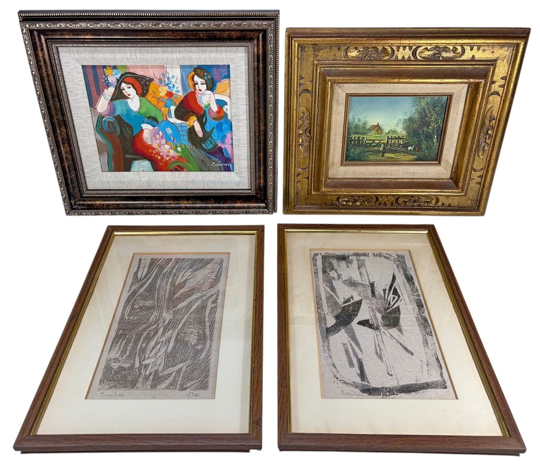 Mixed Framed Artworks Including Signed Oil 4pc LOT (1 of 9)