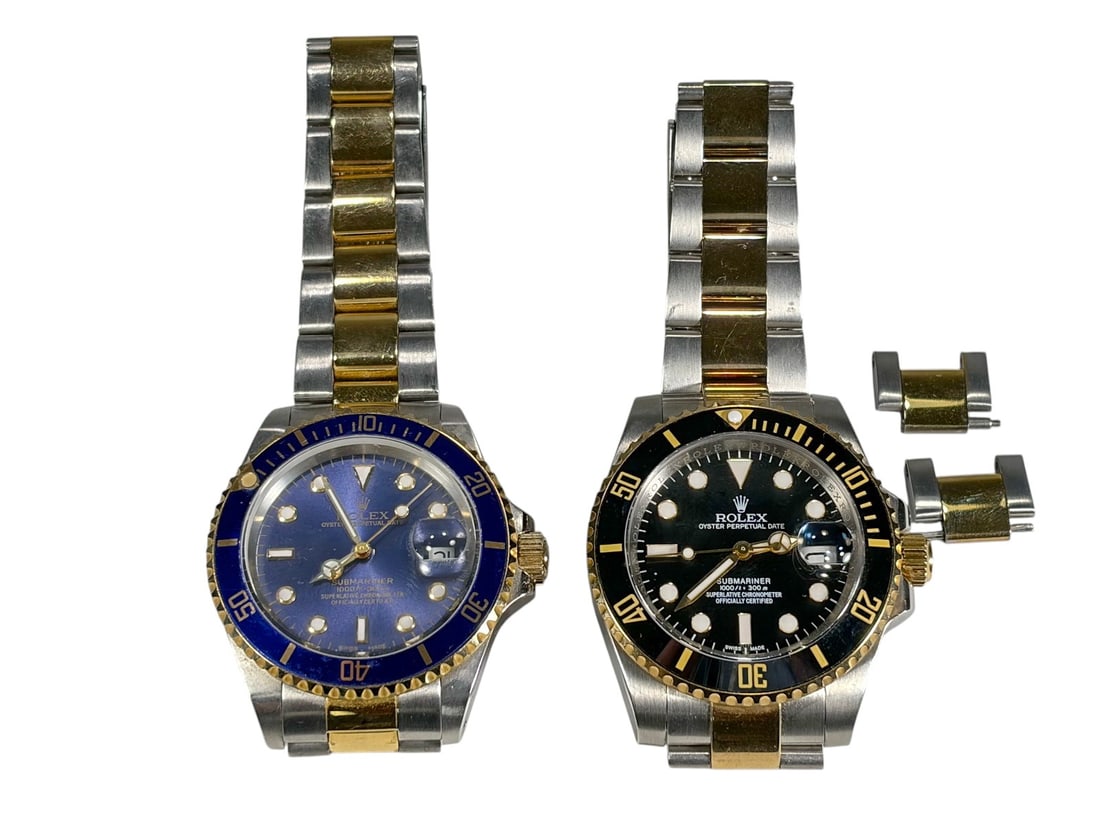 Rolex Submariner Style Watches Two-Tone 2pc LOT (1 of 4)