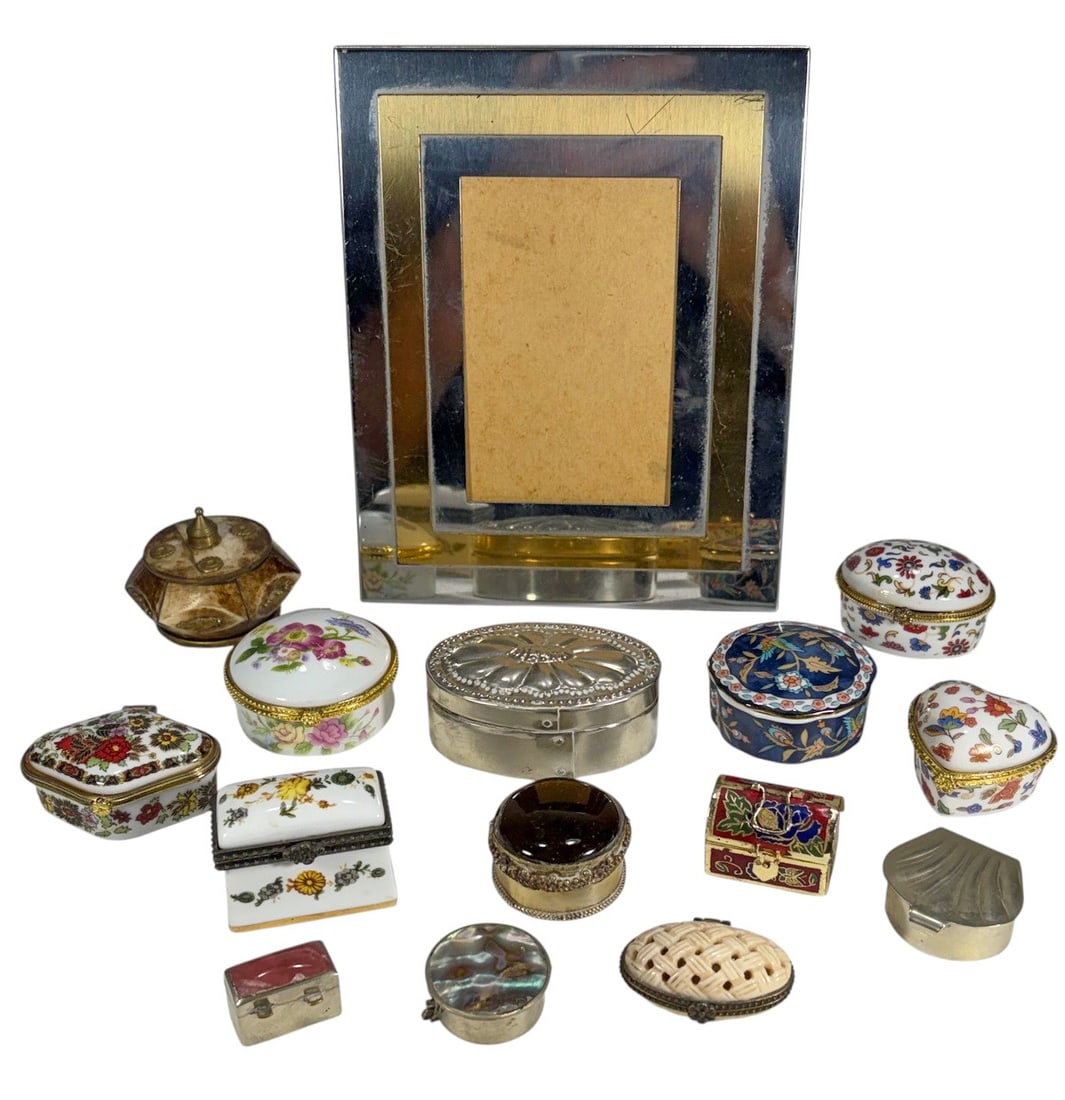 Assorted Lidded Trinket Boxes & Frame 15pc LOT (1 of 5)