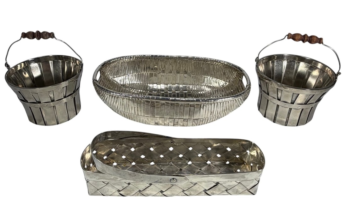 Assorted Silverplate Baskets & Cachepots 4pc LOT (1 of 6)