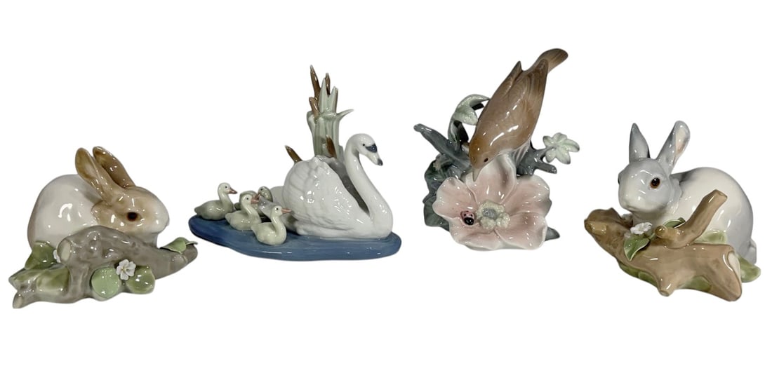 Assorted Lladro Spain Porcelain Animal Figures 4pc (1 of 1)