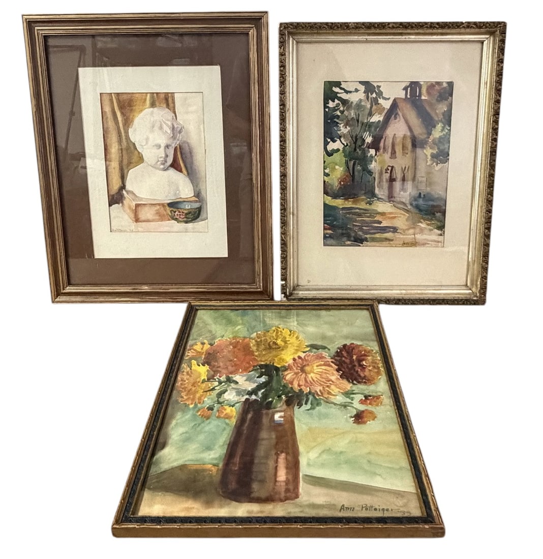Framed Watercolors by Ann Potteiger 3pc LOT (1 of 8)