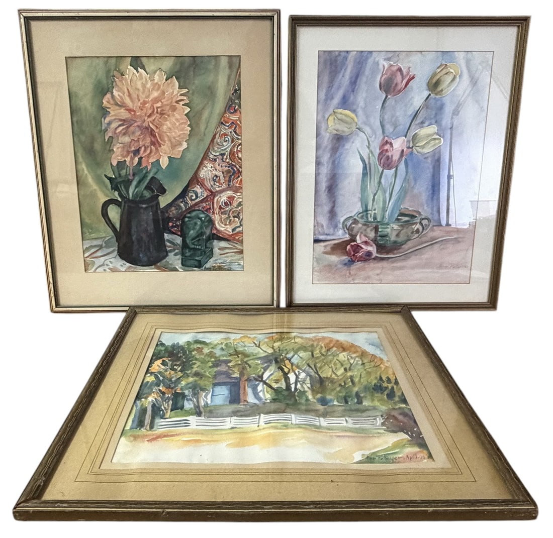 Framed Watercolors by Ann Potteiger 3pc LOT (1 of 10)