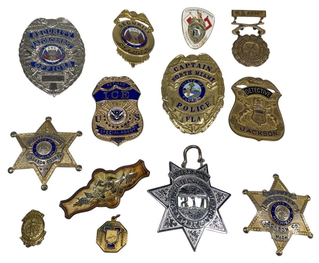 Collection of Police & Security Badges 13pc LOT (1 of 6)