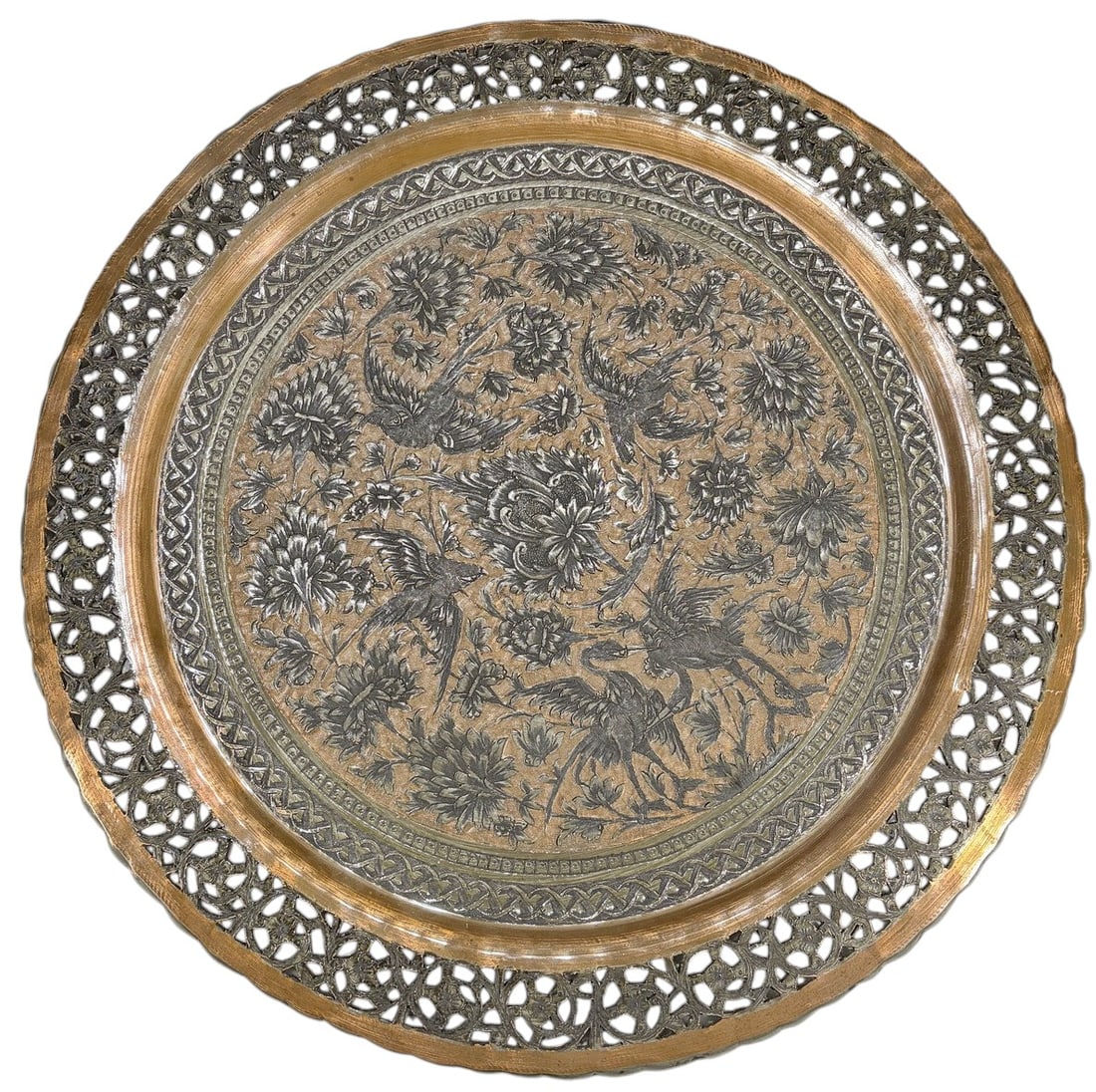 Middle Eastern Brass Decorative Serving Trays 2pcs - 5
