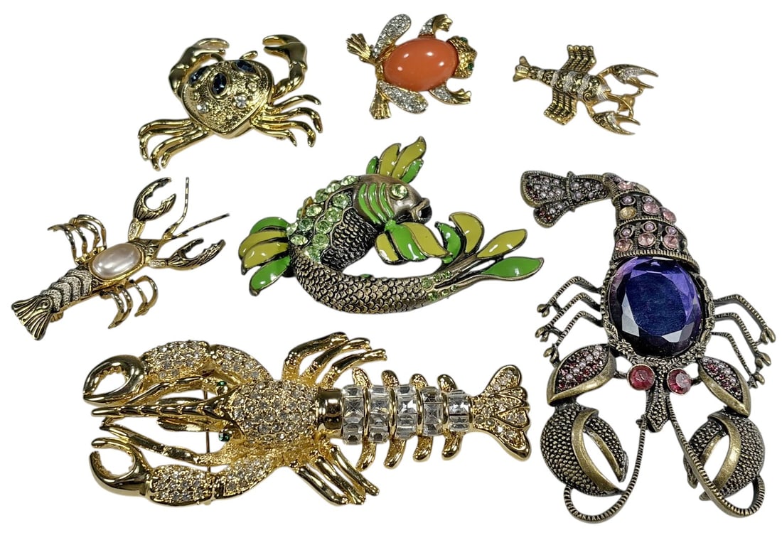 Assorted Colorful Animal & Marine Life Brooches 7p (1 of 9)