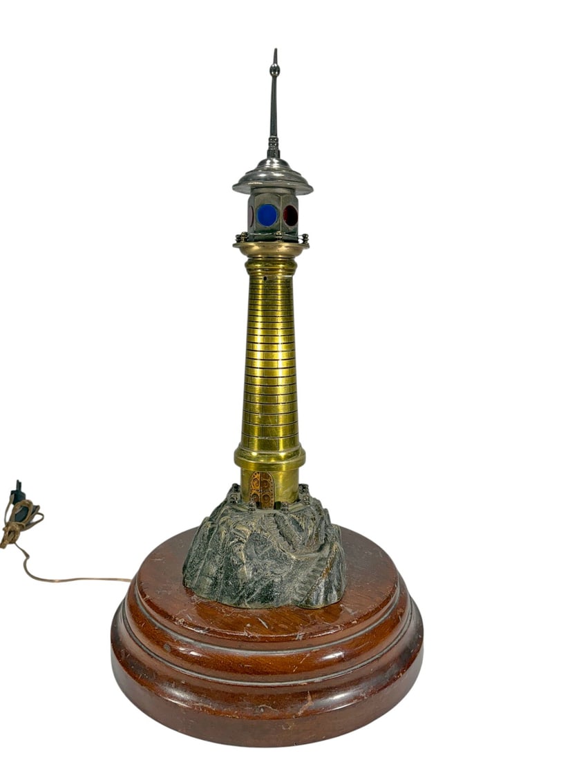 VTG Nautical Bronze Lighthouse Form Table Lamp 20" (1 of 5)