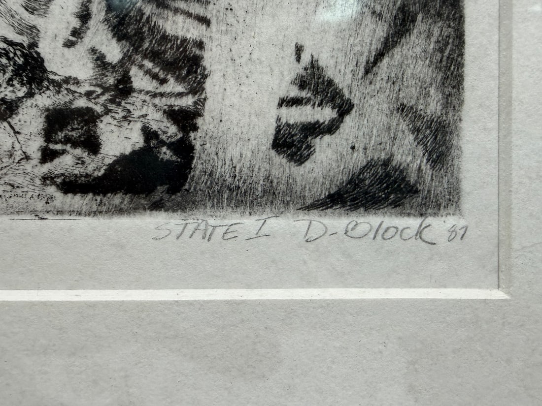 Signed Abstract Figural Composition Etching, 1987 - 3