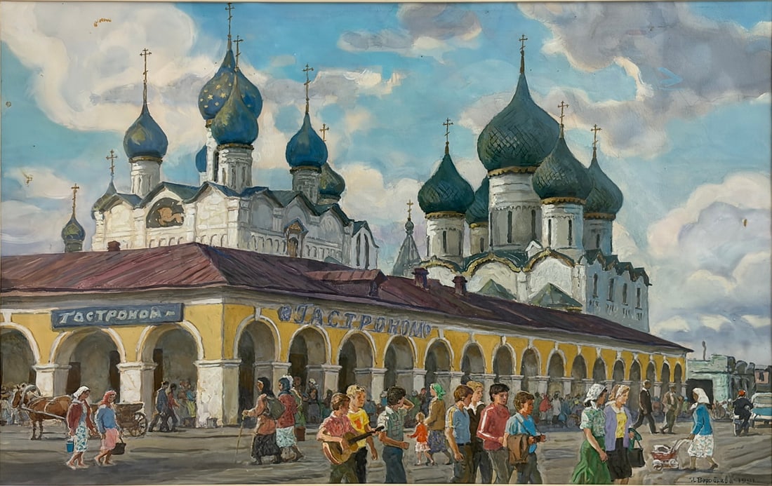 Irina Vorobyova Russian Gouache Market Scene Art (1 of 6)