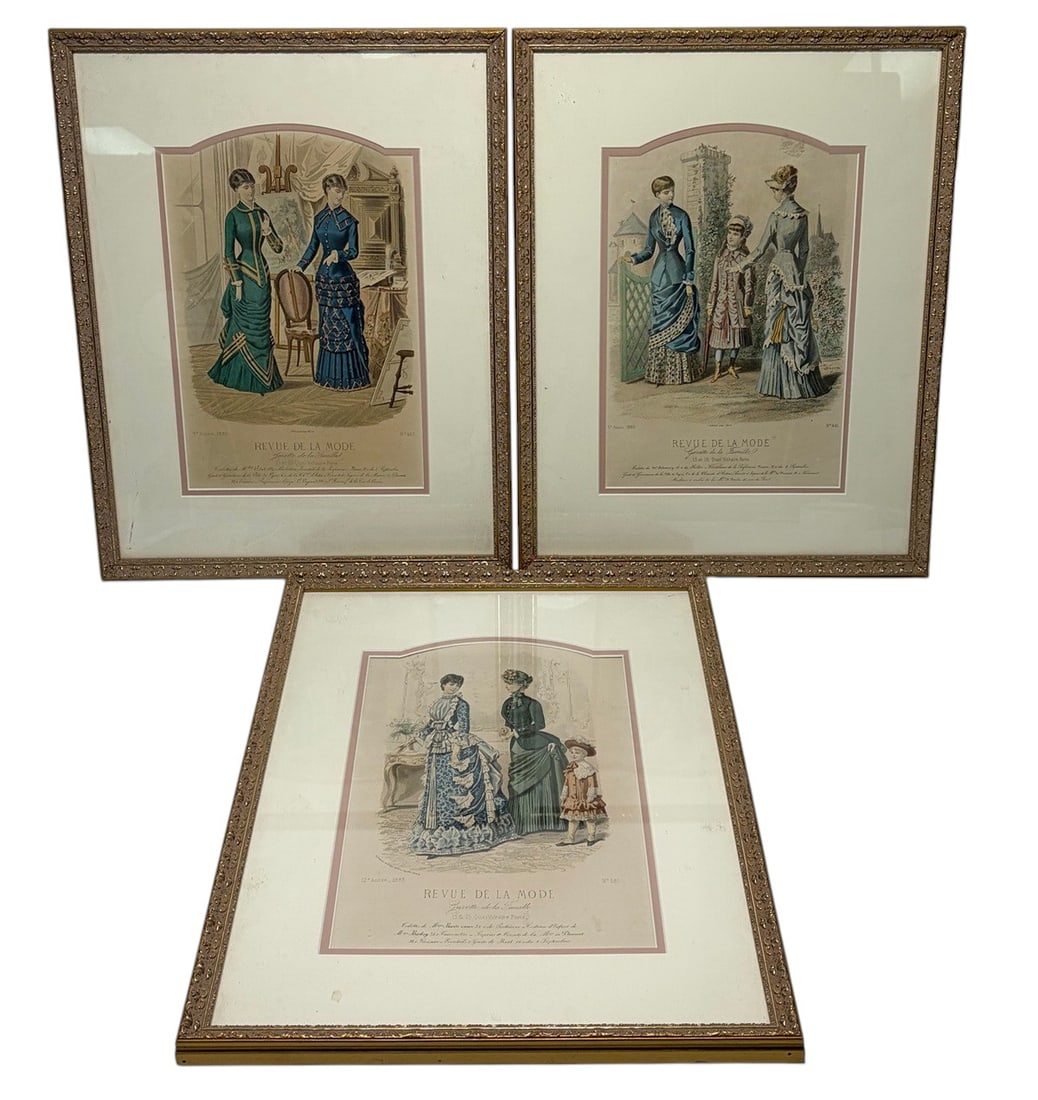 Framed Revue de la Mode Fashion Prints 3pc LOT (1 of 7)