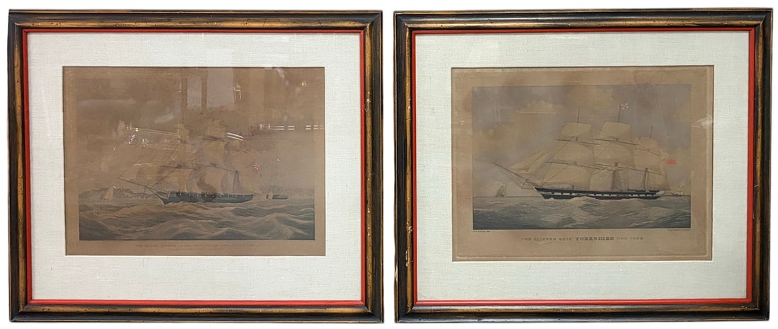 Pair Framed Maritime Clipper Ship Color Prints (1 of 8)