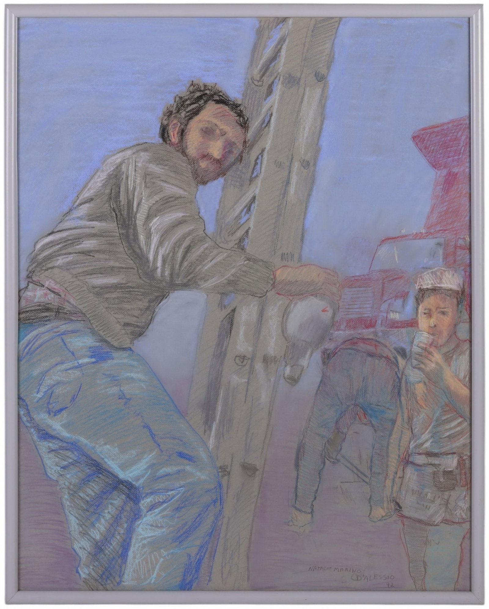 N Marino D'Alessio 20C Worker with Ladder Pastel (1 of 5)