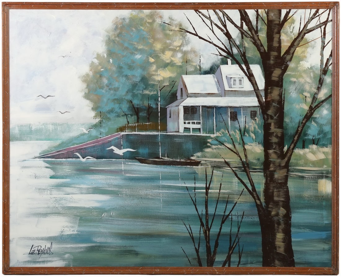 Lee Reynolds 20th C. American Lake Scene Painting (1 of 6)