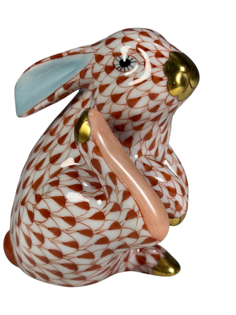 Herend Fishnet Porcelain Miniature Rabbit Figurine (1 of 5)
