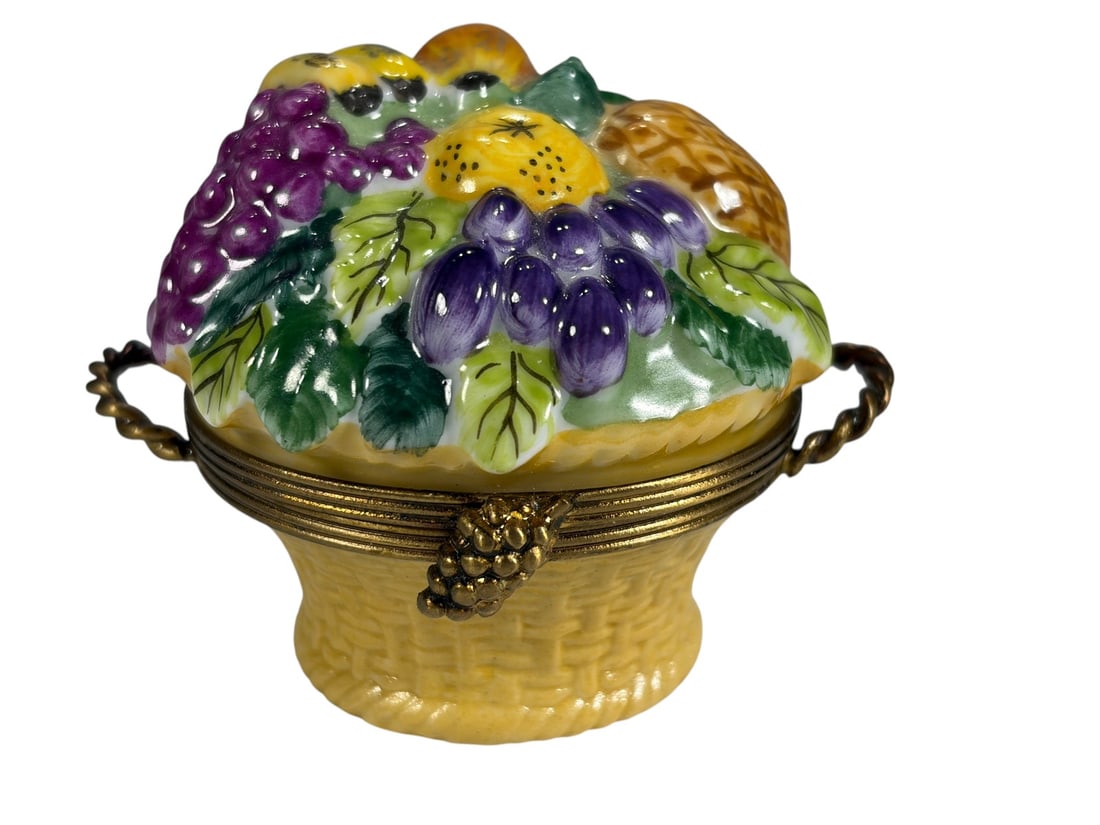 Limoges France Porcelain Fruit Basket Trinket Box (1 of 5)