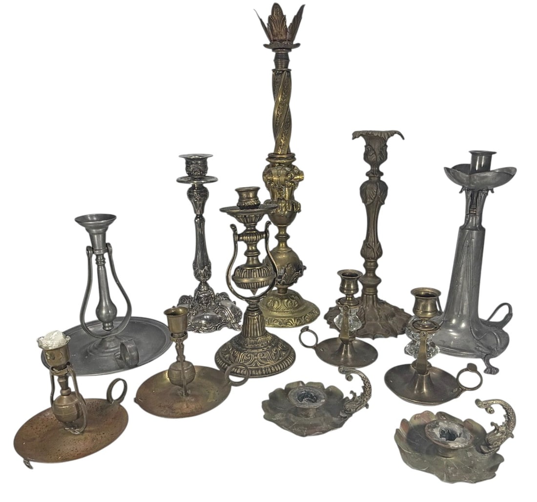 Assorted Metal Candlesticks & Holders Decor 12pcs (1 of 6)