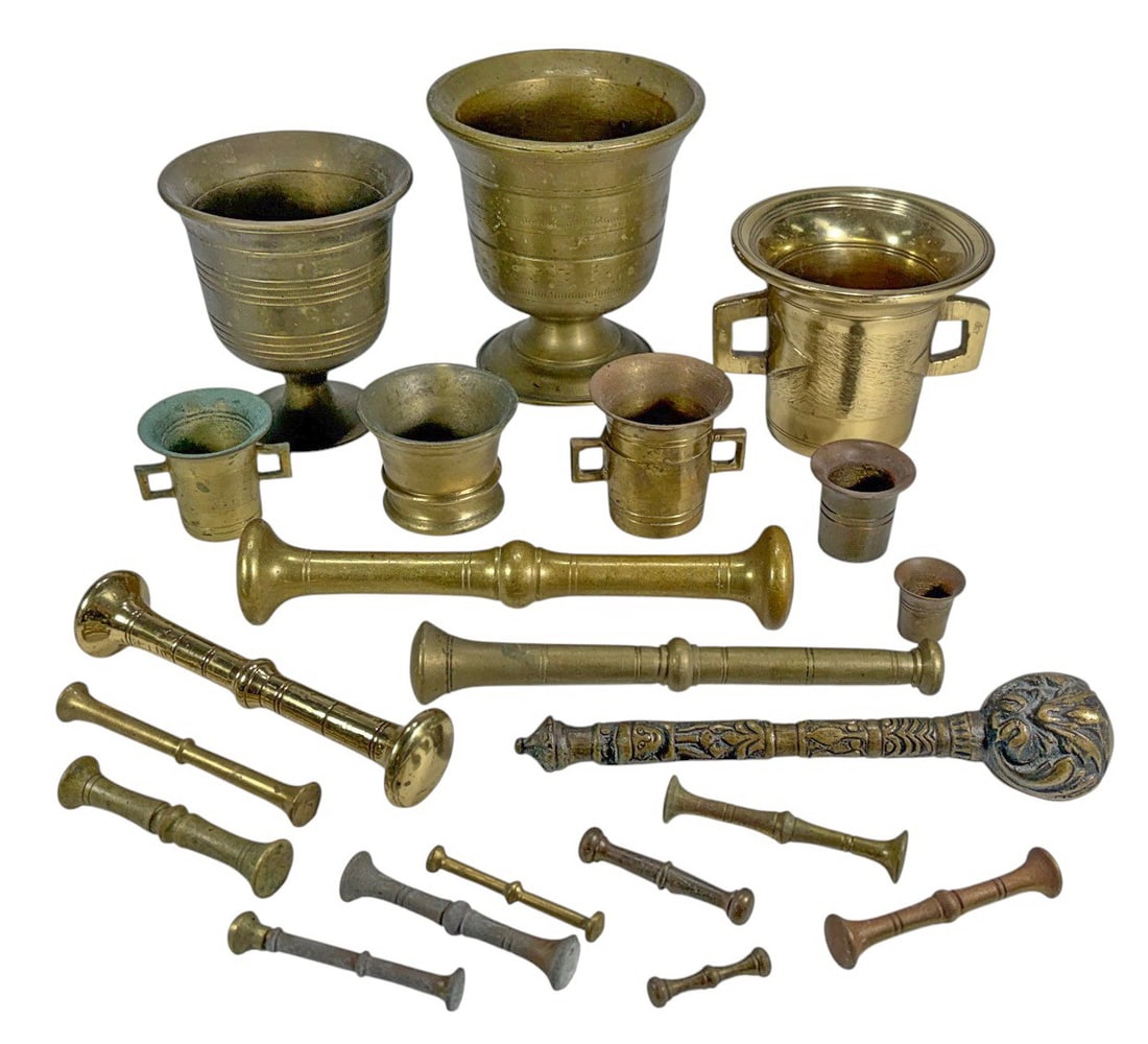Collection of Bronze Mortars & Pestles 21pc LOT (1 of 5)