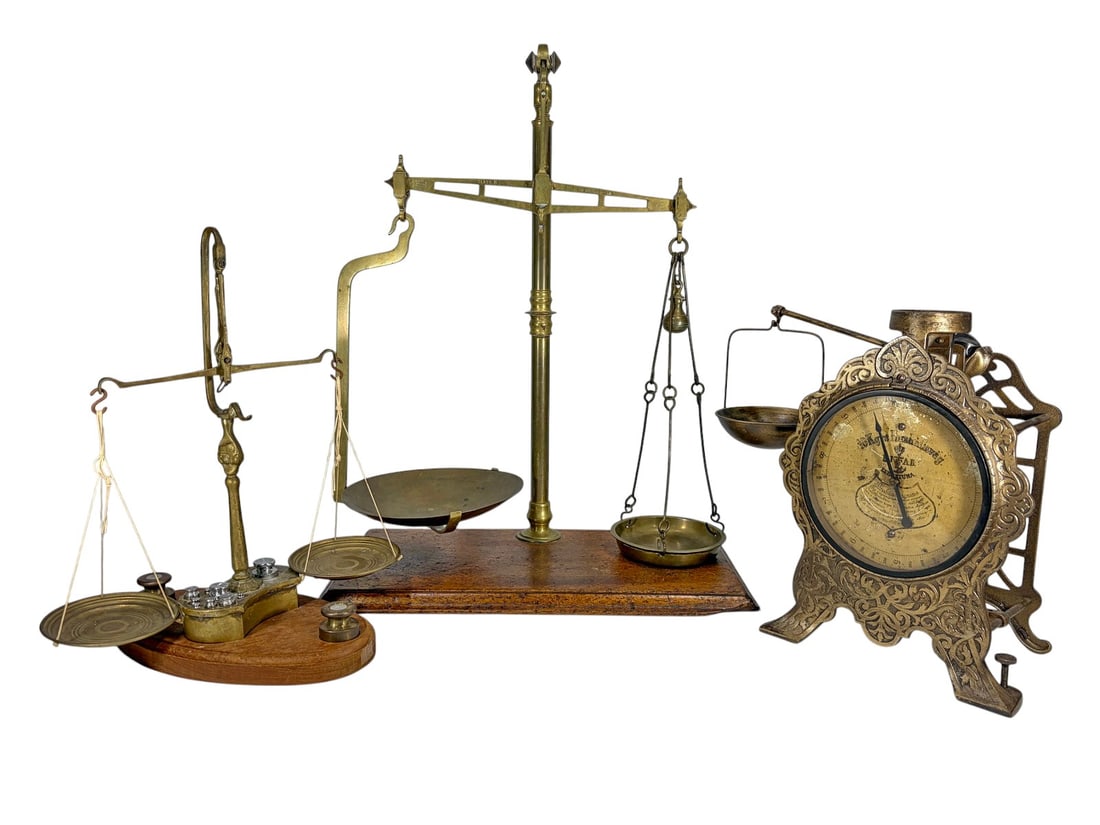 Antique Brass Household Scales Collection 3pc LOT (1 of 11)