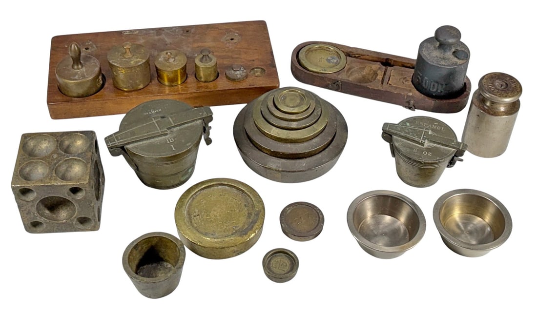 Antique Bronze Scale Weights Collection 30pc LOT (1 of 6)
