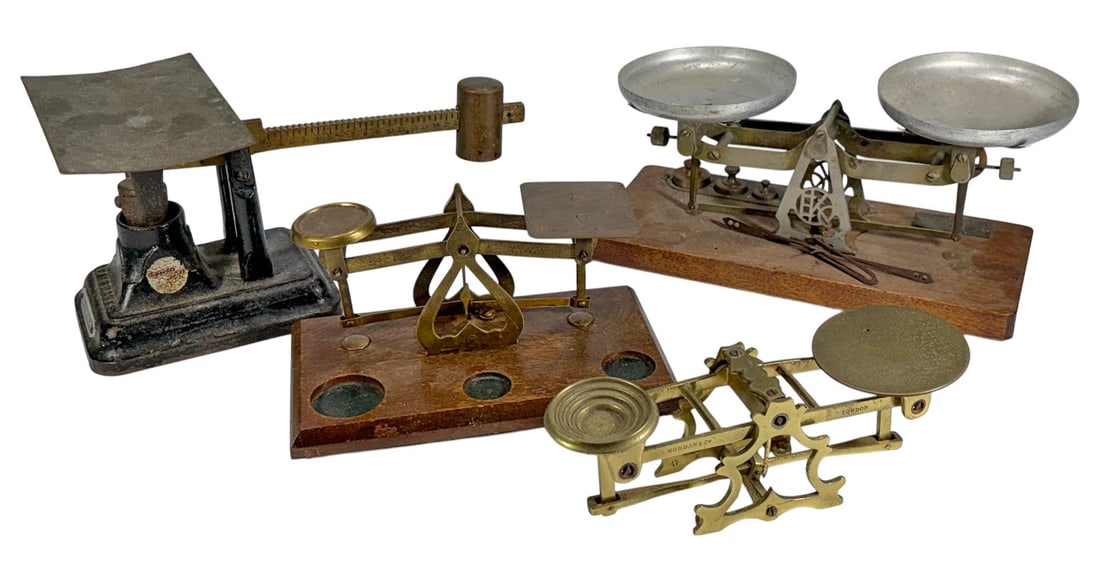 Antique Brass & Iron Weighing Scale Collection 4pc (1 of 6)