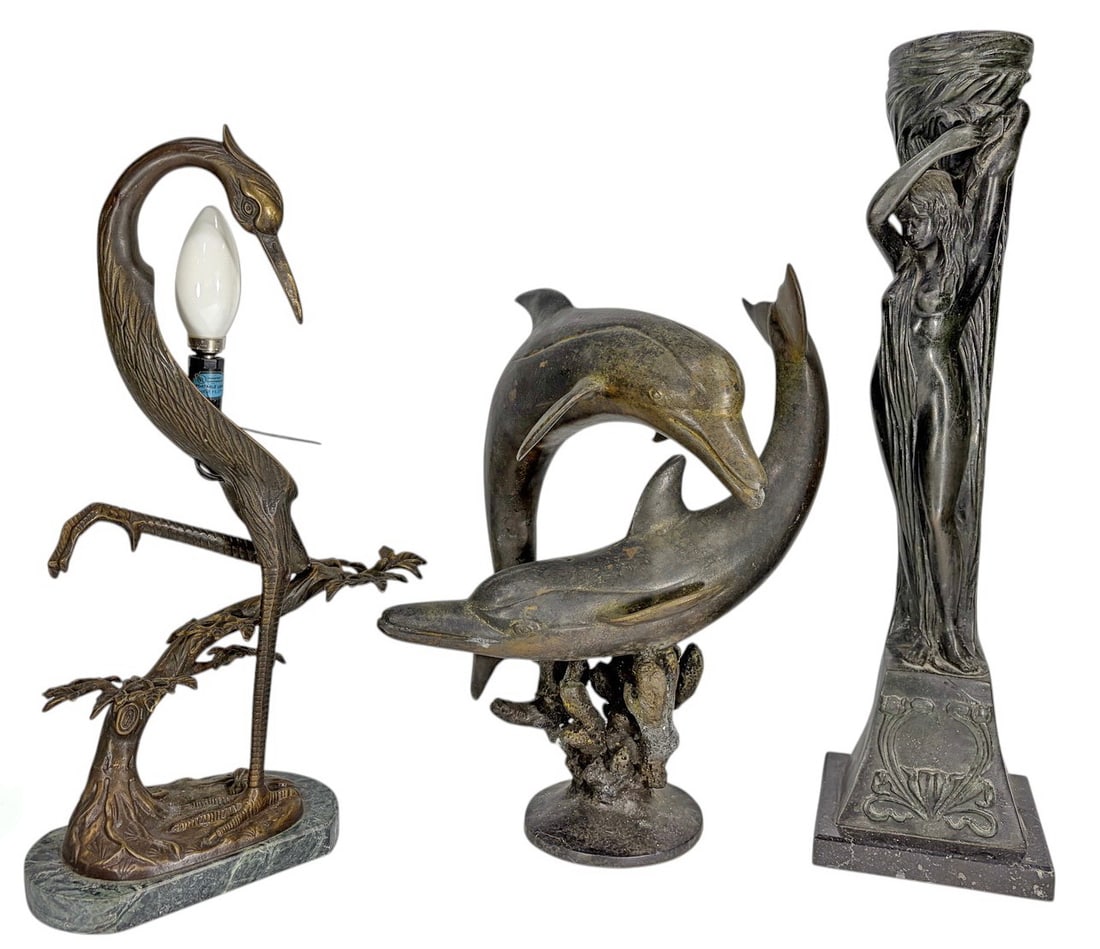 Bronze Sculptural Lamp Bases & Sculpture 3pc LOT (1 of 7)