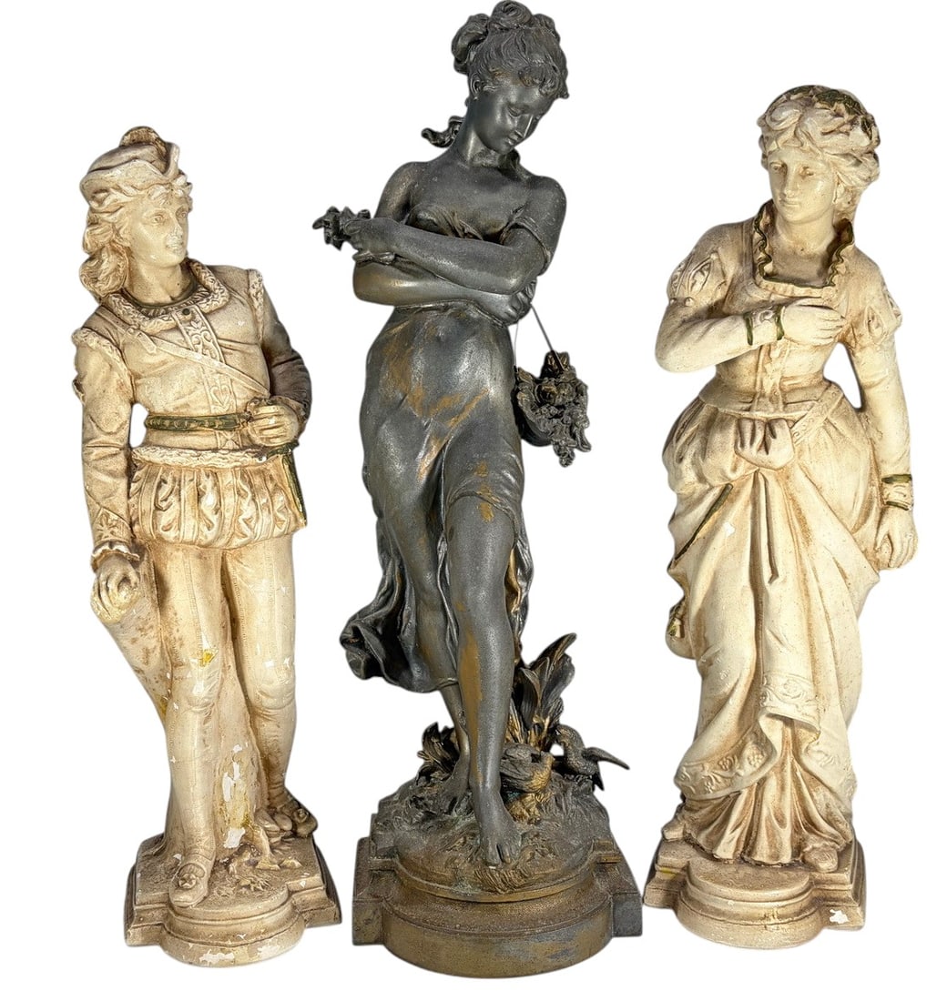 Figural Spelter & Ceramic Sculptures Group 3pc LOT (1 of 14)