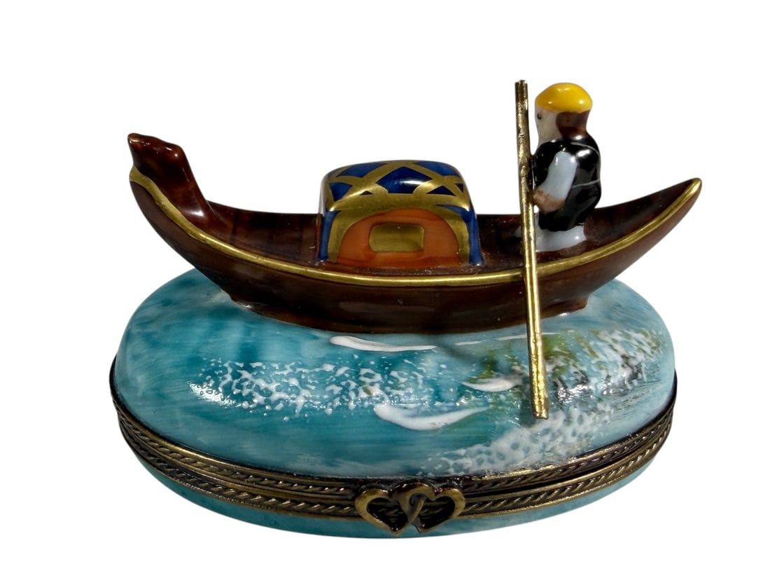 Limoges Porcelain Gondola Boat Trinket Box Figure (1 of 4)