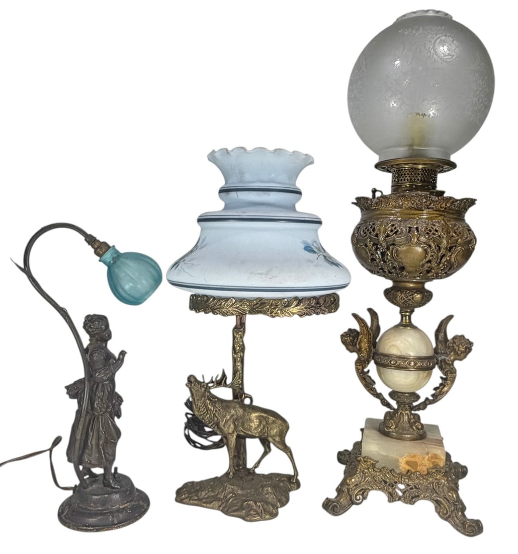 Antique Figural & Decorative Table Lamps 3pc LOT (1 of 11)
